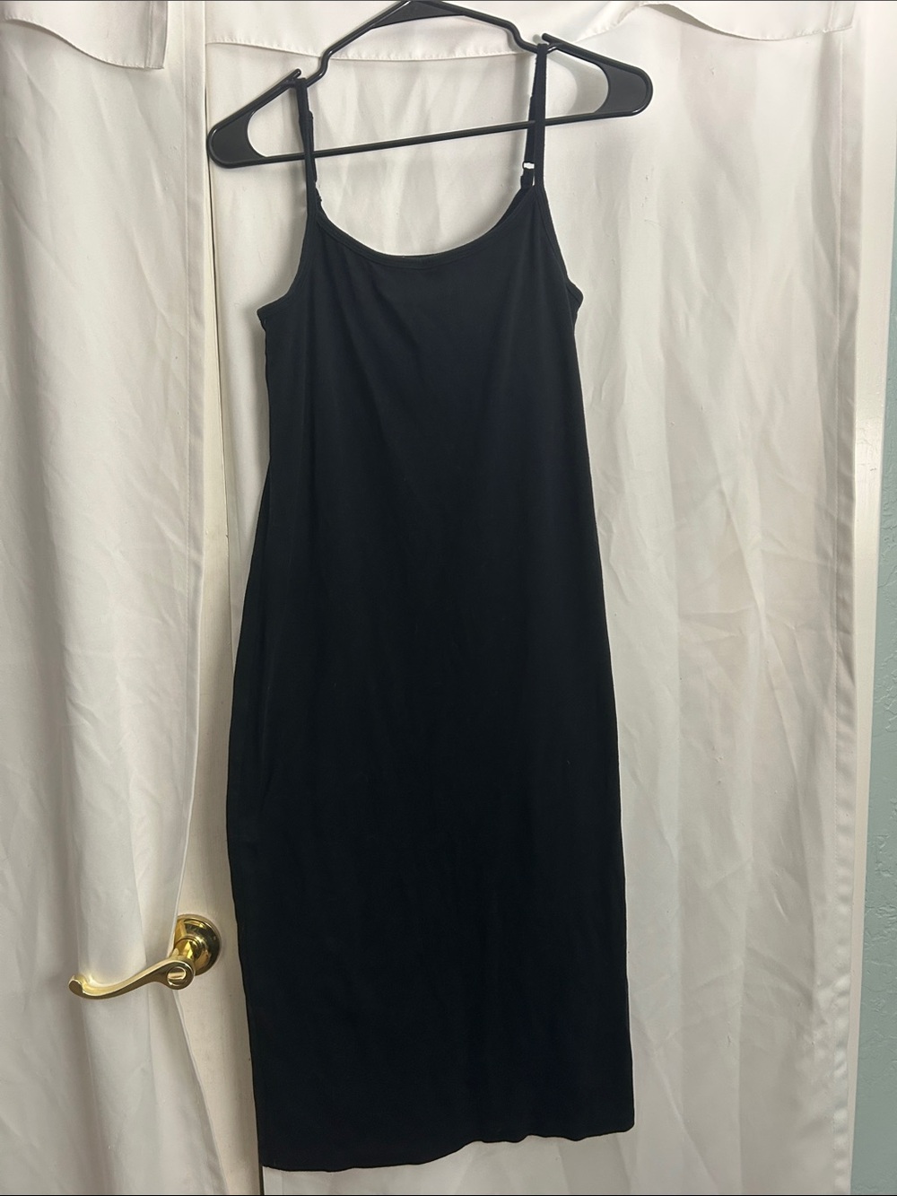 GAP Black Midi Slip Dress with Spaghetti Straps